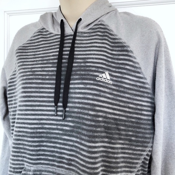Adidas Ultimate Hoodie Gray Striped Climawarm - Picture 2 of 10